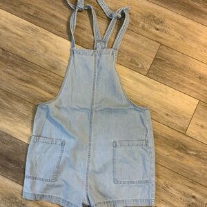Celebrity Pink Light Blue Denim Shirts Overalls. Size M